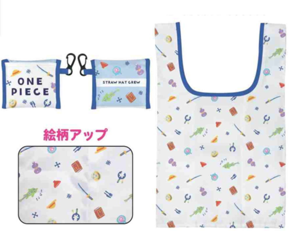 樂天商城 - 【全品　送料無料！】　ワンピース　ONE PIECE　ポケット付きプチエコバッグホワイト　白　ルフィ　海賊　アニメ　漫画　映画　かばん　カバン　鞄　収納　買い物　ショッピング　お出かけ　アウトドア　雑貨　グッズ　かわ