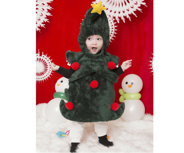 ベビー　マシュマロツリー着ぐるみ　ベイビー　ロンパース　クリスマス　ツリー　サンタクロース　パー..