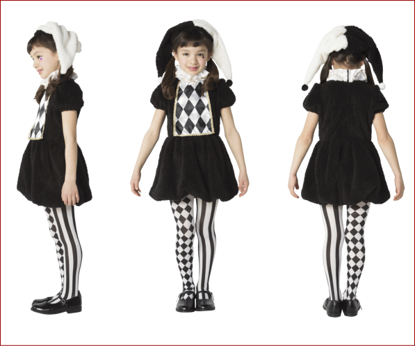 【キッズ】ワンダーピエロガール【S】【ピエロ】【クラウン】【道化師】【ハロウィン】【コスプレ】【コスチューム】【衣装】【仮装】【かわいい】
