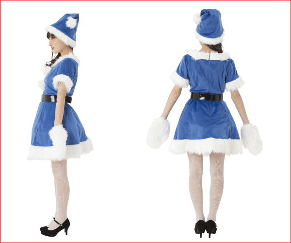 【レディ】カラフルサンタ【ブルー】【サンタ】【クリスマス】【仮装】【衣装】【コスプレ】【コスチューム】【サンタクロース】【パーティ】【イベント】【かわいい】