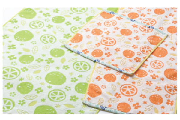 【送料無料】【オリジナル】無撚糸ジャガードウォッシュタオル【グリーン】【緑】【スウィートオレンジ】【タオル】【たおる】【ハンカチ】【ハンドタオル】【ミニタオル】【雑貨】【グッズ】【かわいい】 ■サイズ・仕様■ ◆サイズ：約34×35cm ◆...