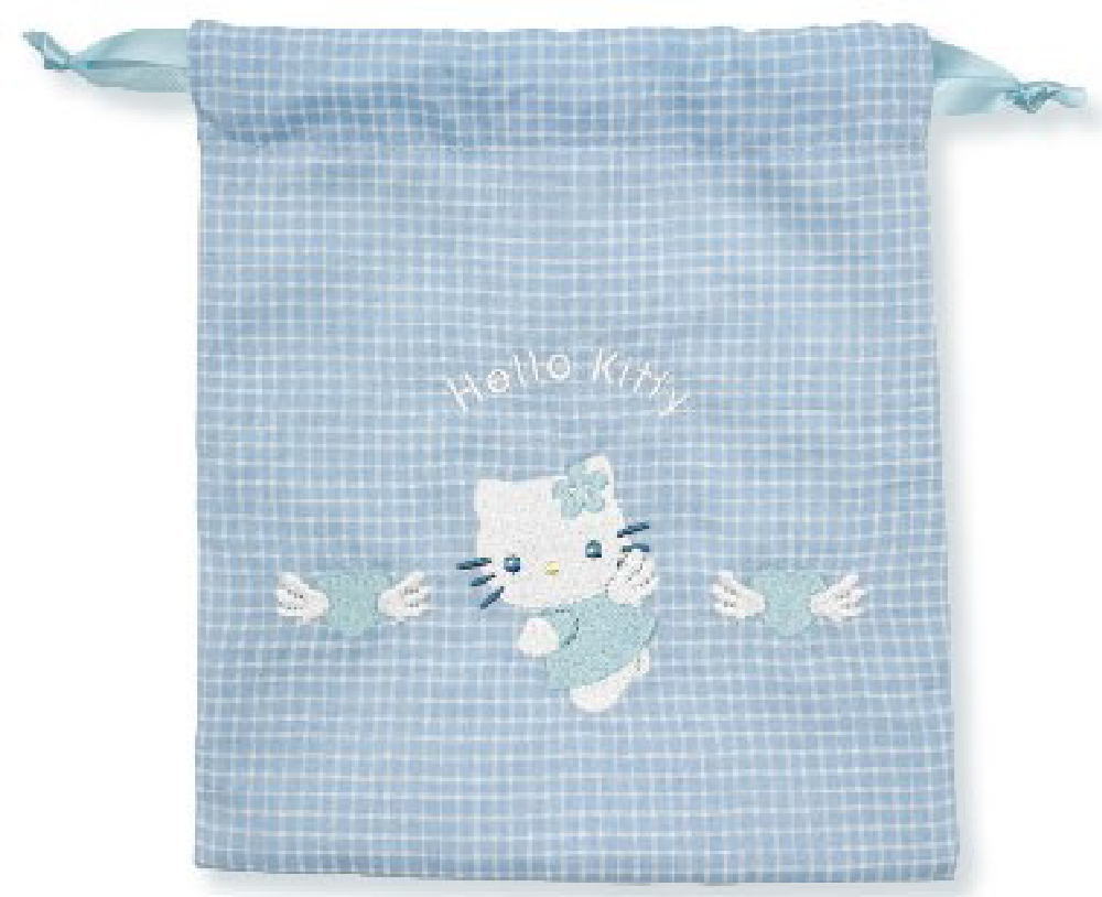 【全品 送料無料！】 サンリオキャラクターズ 巾着エンジェル 水色 ハローキティ ポーチ ケース 小物入れ 袋 きんちゃく 収納 子供 キッズ 雑貨 グッズ かわいい