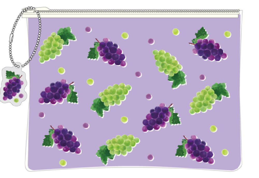 グリCS-024 【全品　送料無料！】　オリジナル　PVCポーチグレープ　ぶどう　フルーツ　ケース　小物入..