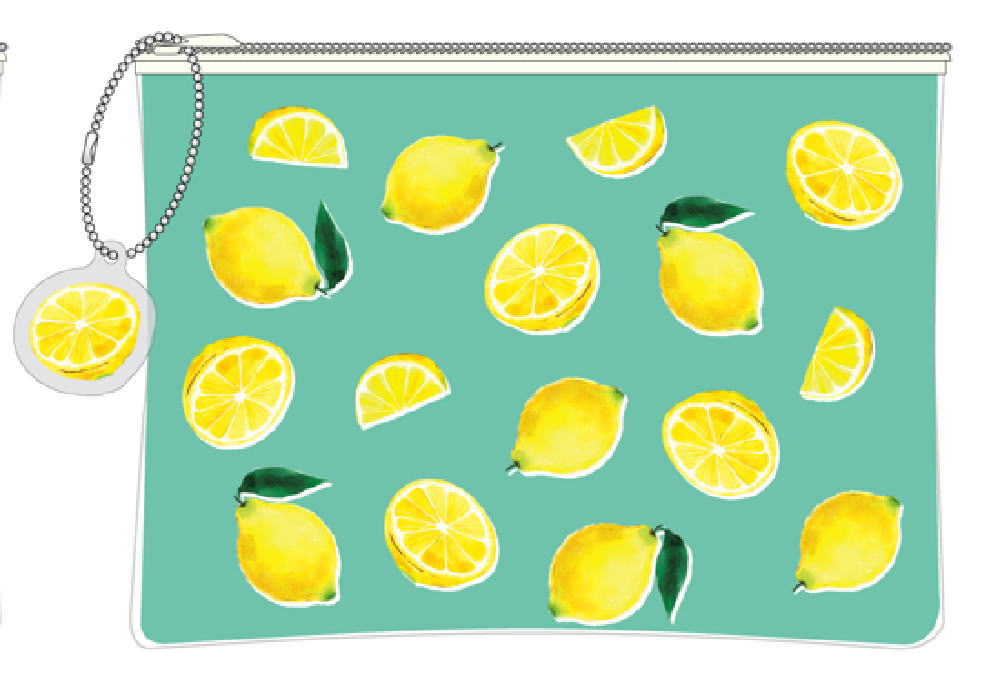 グリCS-026 【全品　送料無料！】　オリジナル　PVCポーチレモン　フルーツ　ケース　小物入れ　収納　..