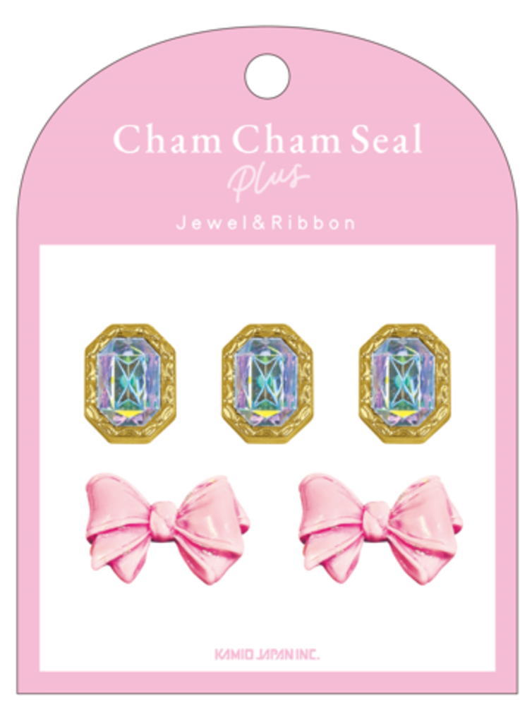 カミ230359 【全品　送料無料！】　【10枚セット】　【セット】　【セット商品】　オリジナル　CHAM CHAM SEAL PLUSジュエル×リボン　ステッカー　シール　プチ　ミニ　デコ　ワンポイント　文房具　雑貨　グッズ　かわいい