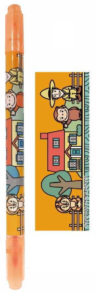 【全品　送料無料！】　おさるのジョージ　カラーツインペンオレンジ　ジョージ　ひとまねこざる　Curious George　絵本　アニメ　キャラクター　色ペン　筆記用具　文房具　学校　勉強　雑貨　グッズ　かわいい w-col-10049948 ワールドショップコレクション パッケージ画像
