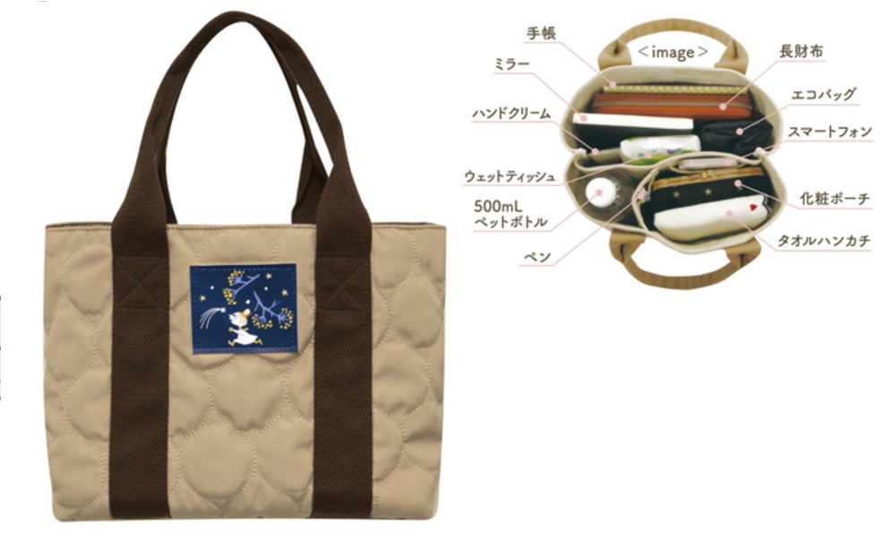 【全品　送料無料！】　ムーミン　Moomin　収納上手ミニトートFIRST SNOW　リトルミイ　アニメ　絵本　キャラクター　保冷サポート　かばん　カバン　鞄　バッグ　収納　お出かけ　アウトドア　雑貨　グッズ　かわいい