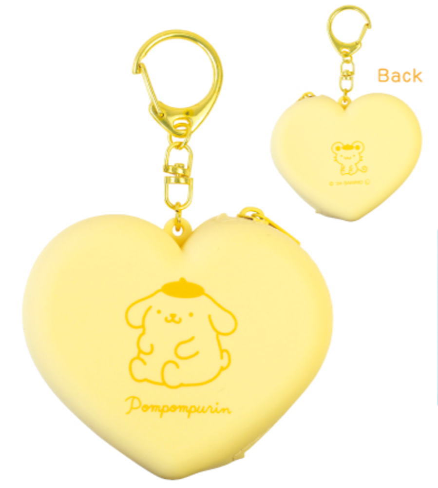 【全品　送料無料！】　サンリオキャラクターズ　ハート型シリコーンミニポーチポムポムプリン　ケース　小物入れ　収納　キーホルダー　キーリング　雑貨　グッズ　かわいい