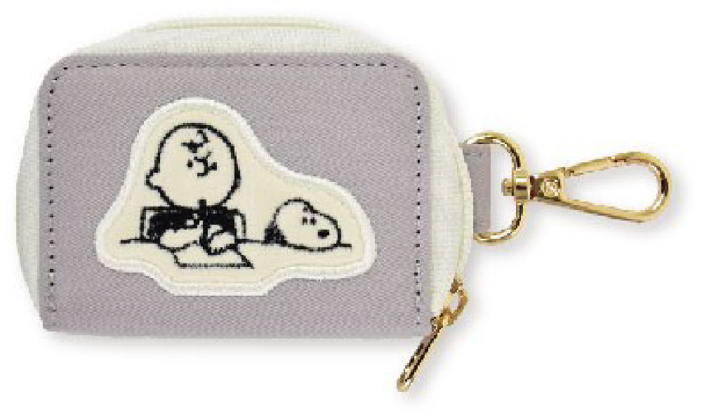 【全品　送料無料！】　スヌーピー　SNOOPY　スマートキーケースグレー　スヌーピーとチャーリー・ブラウン　アップリケ　ピーナッツ　ウッドストック　ポーチ　鍵入れ　収納　雑貨　グッズ　かわいい