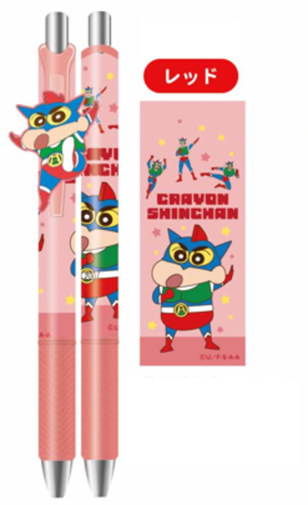 【全品　送料無料！】　クレヨンしんちゃん　マスコット付きゲルペンレッド　赤　しんのすけ　漫画　アニメ　映画　ボールペン　色ペン　カラーペン　筆記用具　文房具　学校　勉強　雑貨　グッズ　かわいい