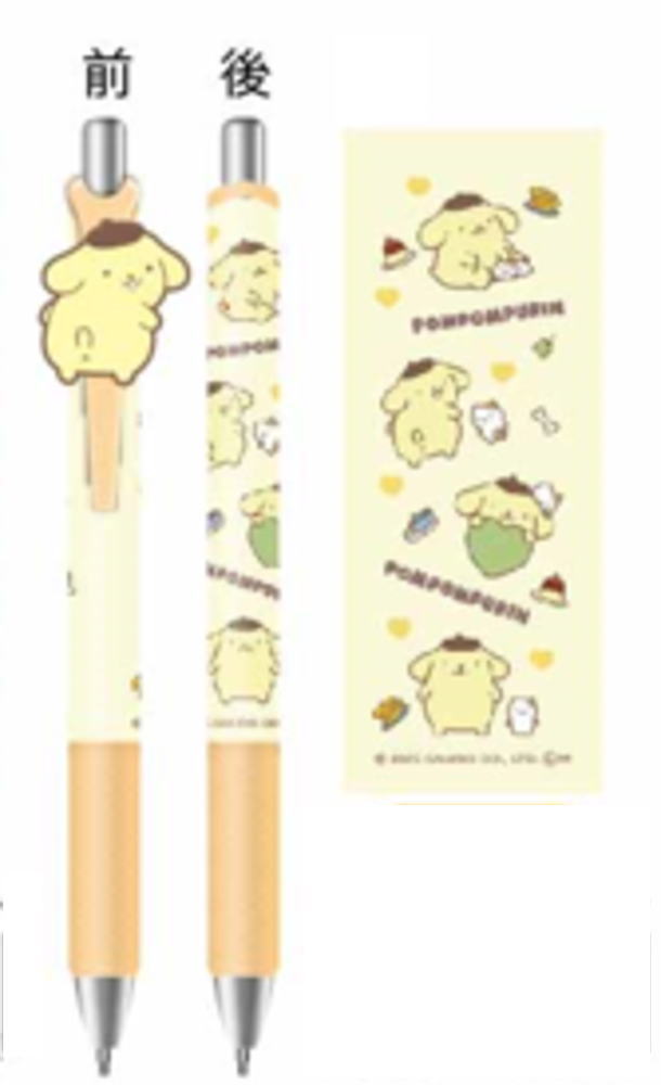【全品　送料無料！】　サンリオキャラクターズ　マスコット付きゲルペンオレンジ　仲良しプリン　ポムポムプリン　ボールペン　色ペン　カラーペン　筆記用具　文房具　学校　勉強　雑貨　グッズ　かわいい