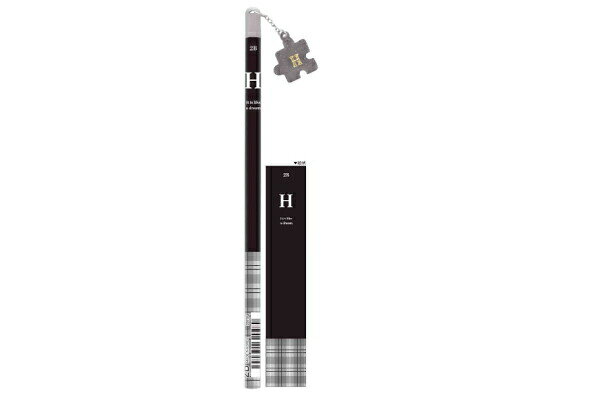 H - 【全品　送料無料！】　セット商品　20本入り　オリジナル　イニシャルパズルチャーム付き鉛筆H　2B　イニシャル　えんぴつ　エンピツ　ペンシル　筆記用具　文房具　学校　勉強　雑貨　グッズ　かわいい