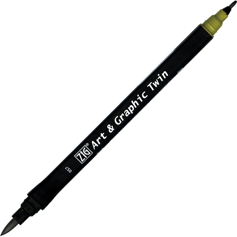 乐天商城 - 【全品　送料無料！】　セット商品　3個入り　 呉竹 ZIG Art & Graphic Twin ORIVE GREEN　水性カラー筆ペンマーカー　サインペン　筆記用具　筆記具　文房具　学校　勉強　雑貨　グッズ