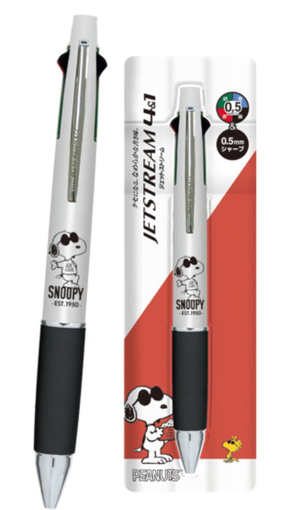 [전품 송료 무료!] 일본제 스누피 SNOOPY 제트 스트림 4 색 볼펜 앤 샤프 0.5mm 조쿠르 땅콩 우드 스톡 볼펜 샤펜 샤프 펜슬 필기 용구 문방구 잡화 상품