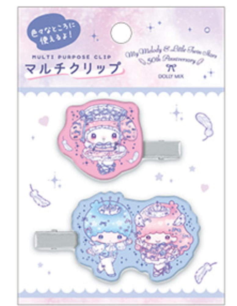 【全品　送料無料！】　サンリオキャラクターズ　アクリルマルチクリップDOLLY MIX　マイメロディ×リトルツインスターズ　キキララ　50TH　留め　髪　ヘアアイテム　コスメ　子供　キッズ　2個入り　2個セット　雑貨　グッズ
