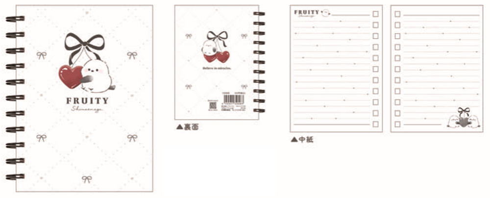 Other - 【全品　送料無料！】　6冊入り　セット　セット商品　オリジナル　A6Wリングノートフルーティーシマエナガ　かわいいとり　動物　アニマル　ノート　文房具　学校　勉強　雑貨　グッズ　かわいい　TE