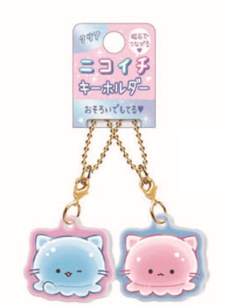 【全品 送料無料！】 オリジナル クリアニコイチキーホルダーぷるみゃー ねこ 動物 アニマル キーリング チャーム 鍵 ニコイチ お揃い ペア フレンズ 友達 雑貨 グッズ かわいい