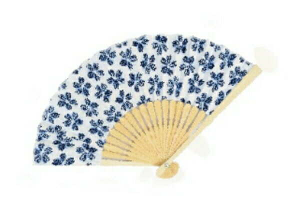 【全品　送料無料！】　Ripple　リップル　レディース布扇子20cm　白藍　絞り桜　花柄　フラワー　せんす　うちわ　踊り　日本舞踊　祭り　夏　涼しい　レディース　女性　雑貨　グッズ　かわいい(3)