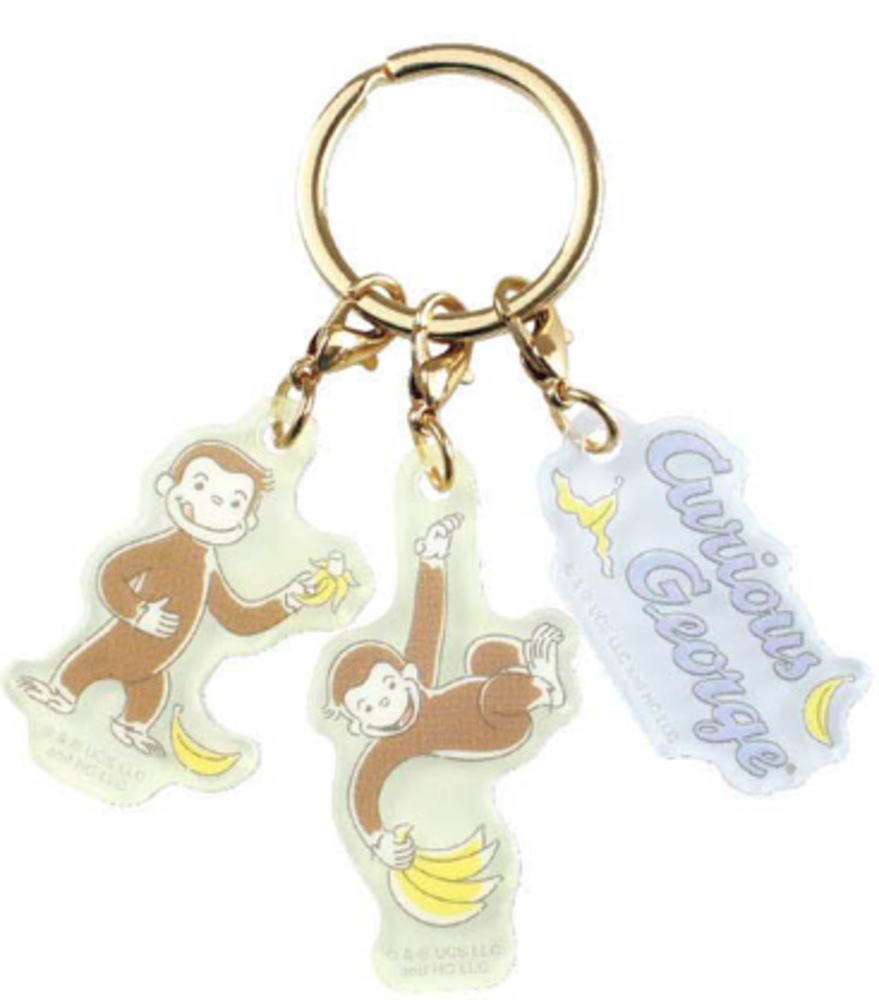 【全品　送料無料！】　おさるのジョージ　ナチュラルライフシリーズ　3チャームキーホルダーブルー　..