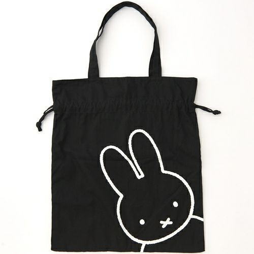 樂天商城 - 【全品　送料無料！】　miffy　ミッフィー　巾着トートブラック　黒　ウサギ　ディック・ブルーナ　絵本　アニメ　かばん　カバン　鞄　バッグ　収納　お出かけ　アウトドア　雑貨　グッズ　かわいい