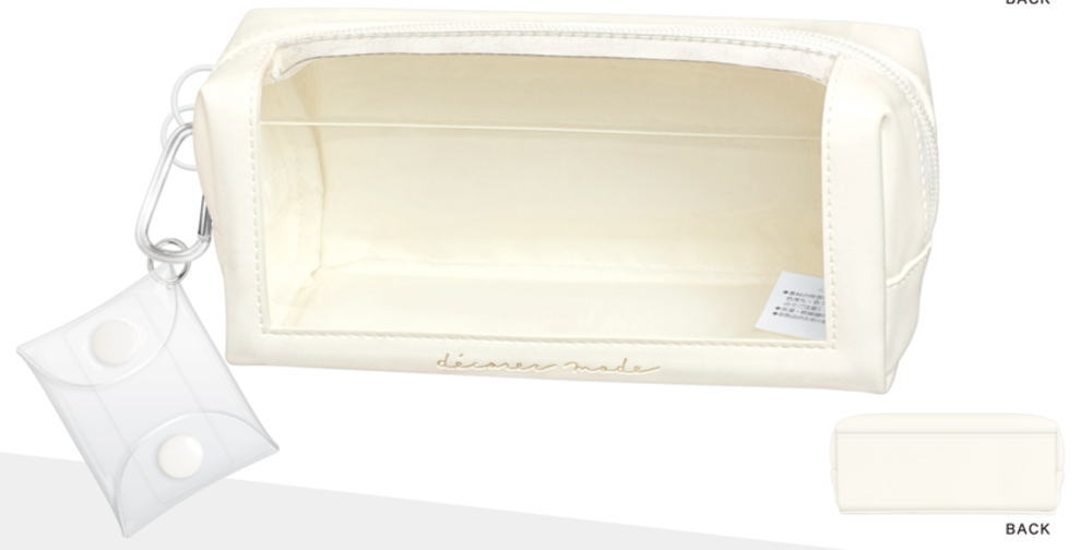 【全品　送料無料！】　オリジナル　カスタモアペンケースオフホワイト　白　ポーチ　ペン入れ　筆箱　収納　文房具　学校　勉強　雑貨　グッズ　かわいい