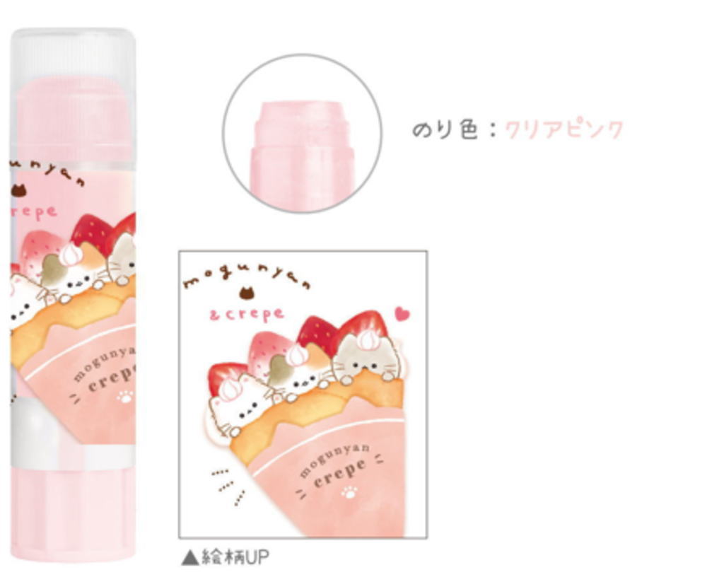 Paste - 【全品　送料無料！】　10本セット　セット　セット商品　オリジナル　クリアカラースティックのりクレープ　もぐにゃん　ねこ　動物　アニマル　のり　文房具　学校　勉強　雑貨　グッズ　かわいい
