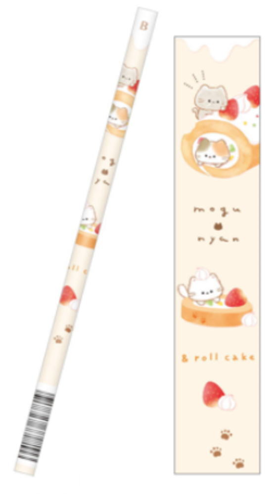 【全品　送料無料！】　20本セット　セット　セット商品　日本製　オリジナル　マット軸鉛筆B　ロールケーキ　もぐにゃん　ねこ　動物　アニマル　えんぴつ　ペンシル　筆記用具　文房具　学校　勉強　雑貨　グッズ　かわいい