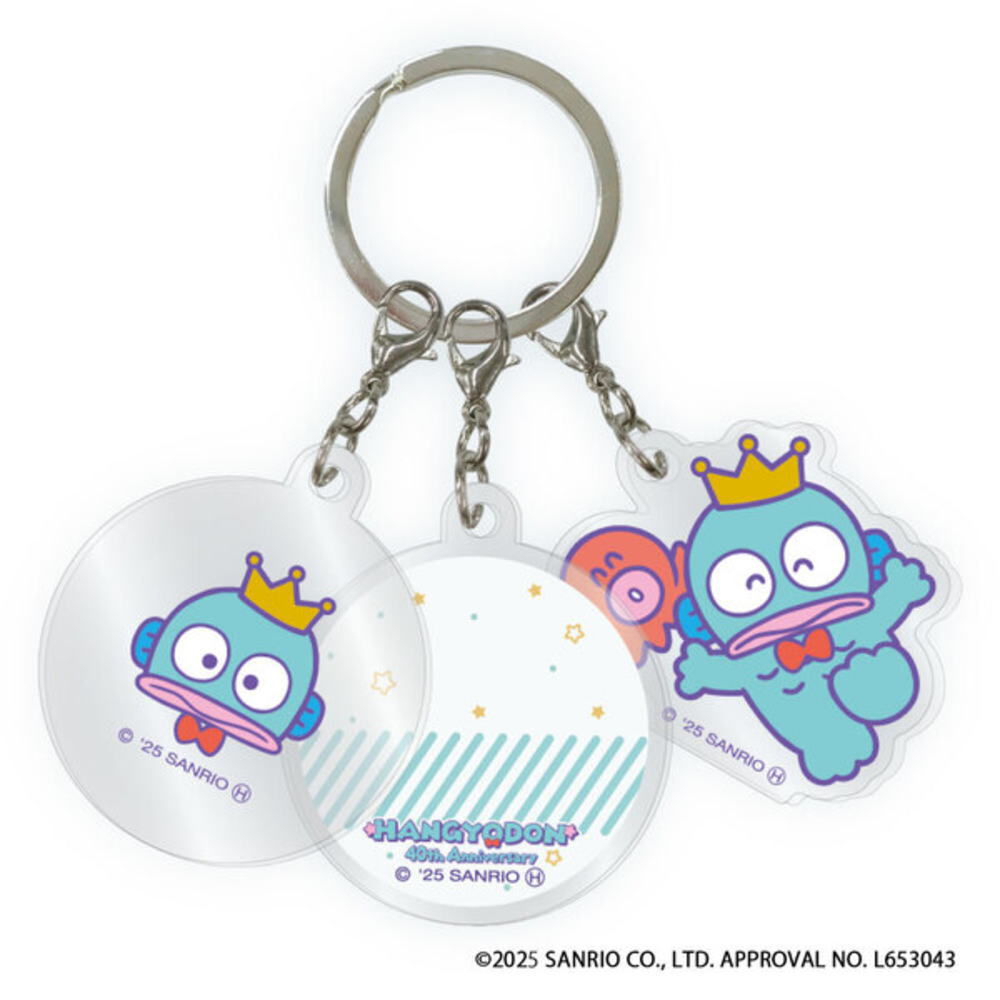 樂天商城 - 【全品　送料無料！】　日本製　サンリオキャラクターズ　3連アクリルキーホルダーおかお　ハンギョドン　40th　キーホルダー　キーリング　チャーム　鍵　雑貨　グッズ　かわいい