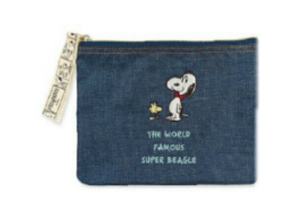 樂天商城 - 【全品　送料無料！】　スヌーピー　SNOOPY　フラットポーチネイビー　紺　ボウタイ　ウッドストック　ピーナッツ　すぬーぴー　アニメ　キャラクター　ケース　小物入れ　文房具入れ　収納　メイク　化粧　コスメ　雑貨　グッズ