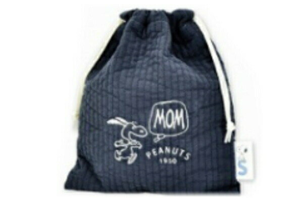 【全品　送料無料！】　スヌーピー　SNOOPY　メッシュ巾着ブルーグレー　MOM　ピーナッツ　ウッド ...