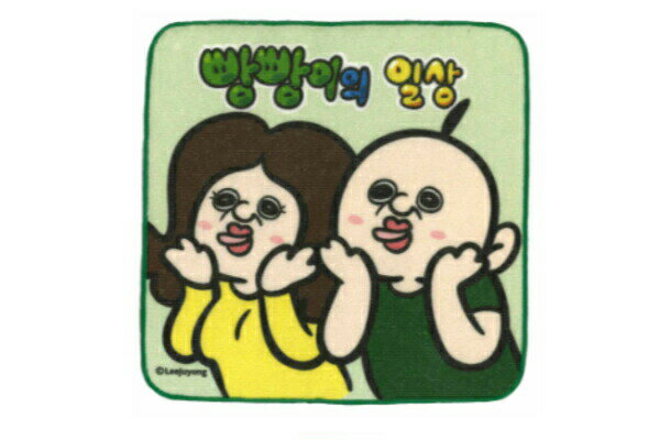 【全品 送料無料！】 パンパンくんの日常 タオルハンカチーフグリーン 緑 ふたり 韓国 キャラクター たおる ハンドタオル ミニタオル ハンカチ 海 プール お出かけ アウトドア 雑貨 グッズ かわいい