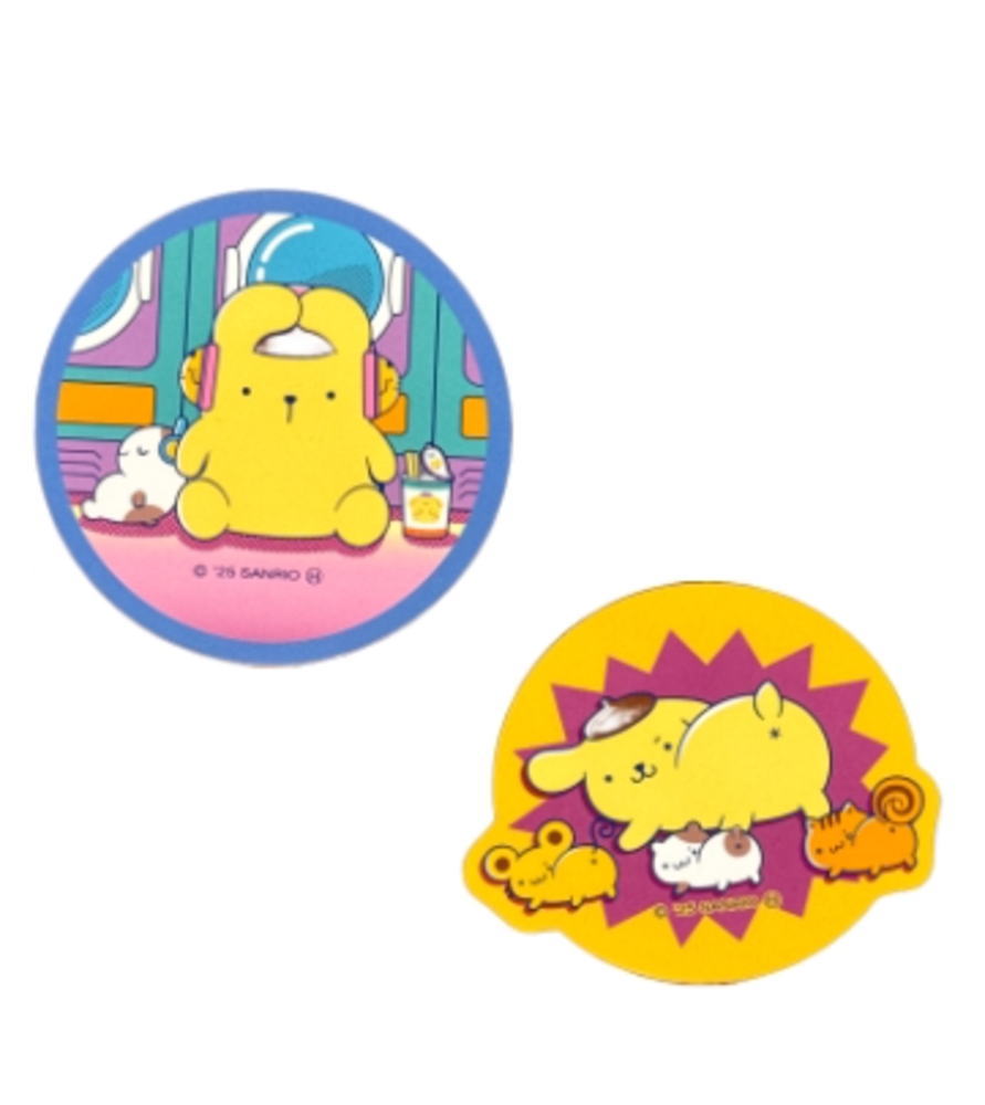 樂天商城 - 【全品　送料無料！】　日本製　サンリオキャラクターズ　ユニークシリーズ　ステッカー2枚セット丸型　ポムポムプリン　シール　文房具　2枚入り　雑貨　グッズ　かわいい