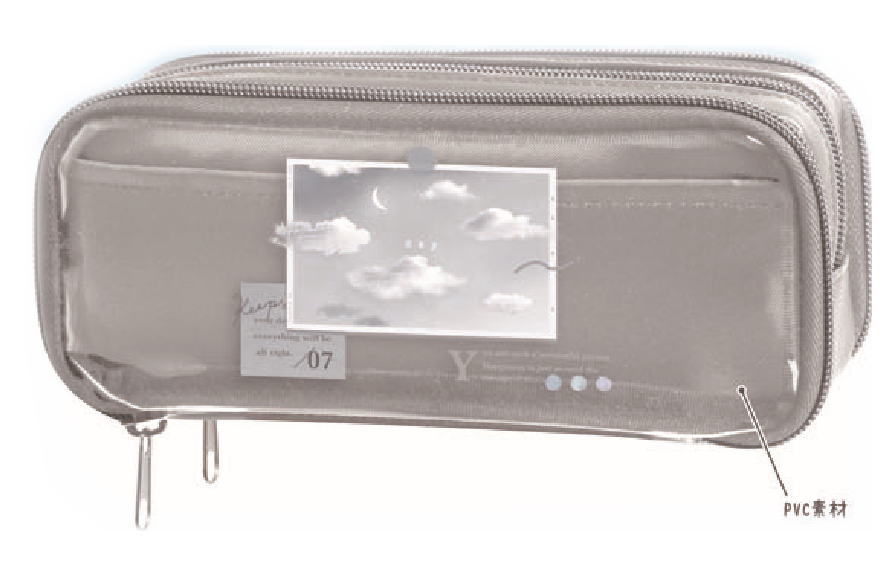 【全品　送料無料！】　オリジナル　スリーファスナーペンケースプレイバリースカイ　雲　空　ケース　ポーチ　ペン入れ　筆箱　収納　文房具　学校　勉強　雑貨　グッズ　かわいい