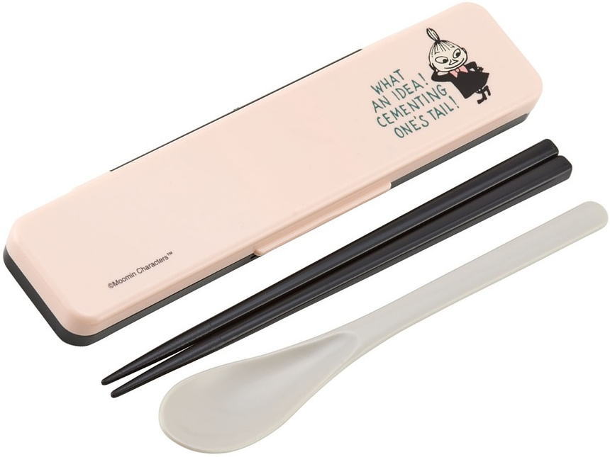 【全品　送料無料！】　日本製　ムーミン　Moomin　抗菌音の鳴らないコンビセットピンク　リトルミイ　ミイ　アニメ　キャラクター　箸　スプーン　箸入れ　箸ケース　コンビ　遠足　アウトドア　子供　キッズ　雑貨　グッズ