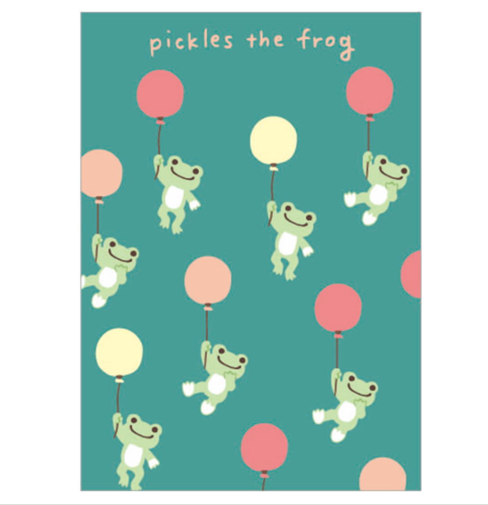 【全品　送料無料！】　かえるのピクルス　pickles the frog　ポストカードグリーン　緑　総柄　風船　ピクルス　ぴくるす　かえる　カエル　カエルのピクルス　ハガキ　手紙　はがき　てがみ　絵　文房具　雑貨　グッ