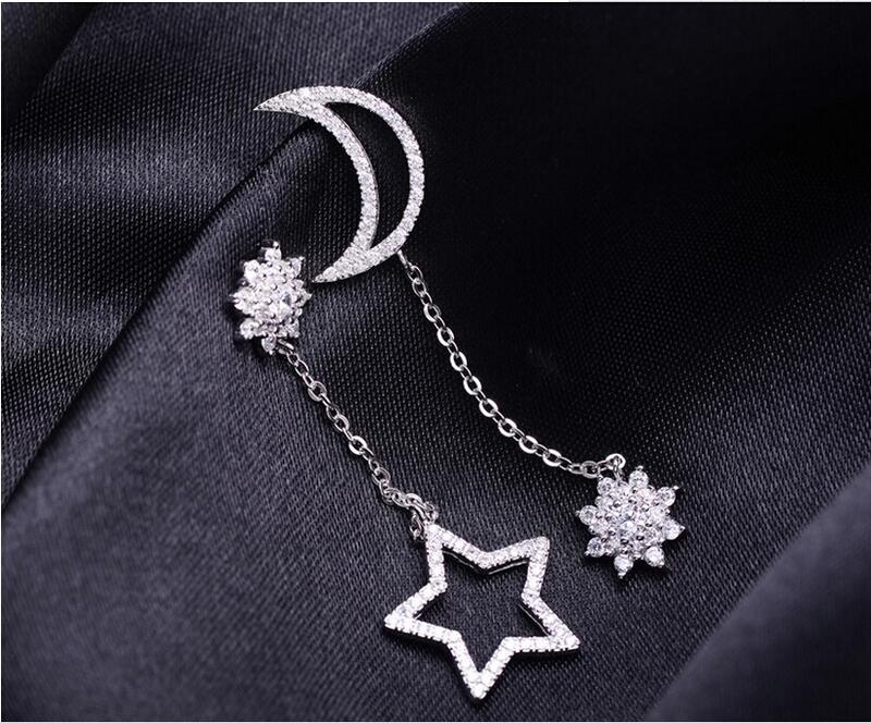 ピアス オシャレ 星 月 デザインピアス アクセサリー ジュエリー ビジュー ロリータ コスプレ コスチューム 贈り物 プレゼント 衣装 記念日 誕生日 ギフト クリスマス インスタ 撮影★スターリングシルバー アレルギー防止シルバー925軸スタームーンピアス★フリーダムsale