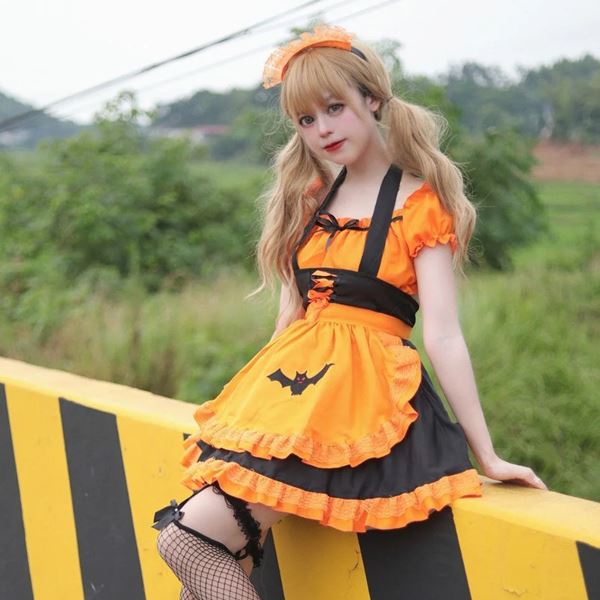 メイド ハロウィンコスプレ コスプレ コスチューム 衣装 エプロン メイド服 メイドカフェ アキバ ゴスロリ ロリータ アイドル 萌え ステージ 制服 ハロウィン かぼちゃ ★ ハロウィンカラーのセットアップメイド服コスチューム S M L 2L 3L サイズ ★ フリーダム セール sale 3