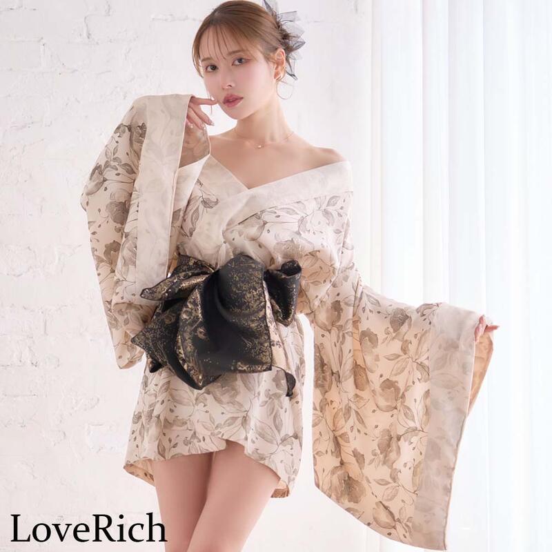 Rakuten - ★2色★ホワイト ブラック 花魁 着物ドレス セクシー 着物 ドレス 着物風ドレス キャバドレス ミニドレス コスプレ 衣装 インスタ 撮影 キャバ お水 パーティー イベント★艶やか花魁スタイル！和柄 高級 帯 フラワープリント 豪華 花魁 着物 ドレス ♪ フリーダムsale