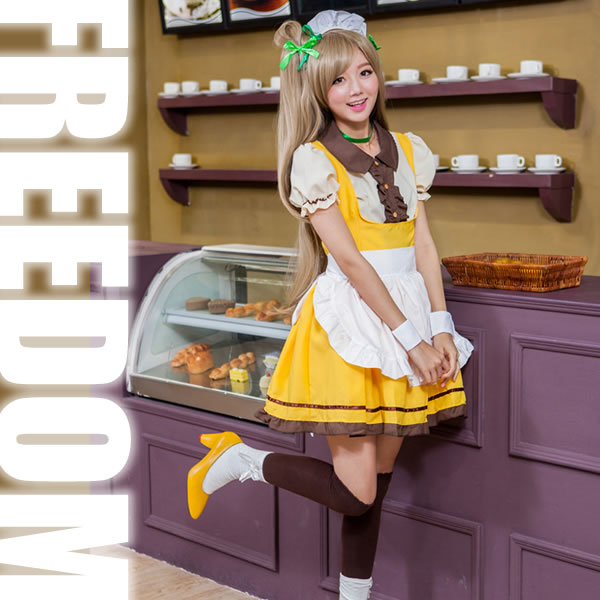 メイド アイドル コスプレ メイドカフェ アキバ 萌え アイドルメイド ステージ 制服 衣装 パーティー コスチューム ハロウィン セクシー ★ シャツ＆ワンピのキュートスタイル！アイドル風にキュートに着こなせるメイド衣装コスチューム ★ フリーダム セール sale