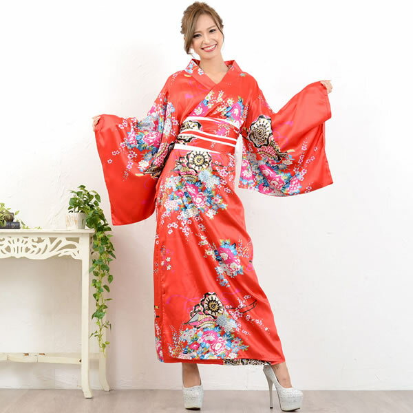 花魁 着物ドレス 着物 ドレス セクシー ロング コスプレ キャバドレス ロングドレス コスチューム 衣装 キャバ ドレス パーティー イベント ハロウィン クリスマス インスタ 撮影 アイドル ★ 帯付き花魁シリーズ☆和柄サテン着物ロングドレス 9号 ♪ フリーダム セール