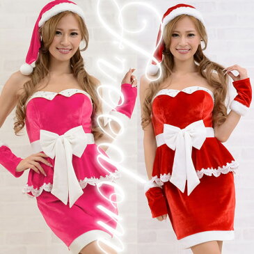 クリスマス サンタ サンタコスプレ サンタレディ サンタガール サンタクロース コスプレ コスチューム 衣装 セクシー パーティー イベント ハロウィン ★ ウエストリボンがスーパーキュート!大人気のクリスマスサンタのミニドレスコスチューム ★ フリーダム セール sale
