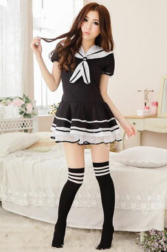あす楽 セーラー セーラーワンピ 制服 セーラー服 セクシー コスプレ コスチューム AKB JK 女子高生 ランジェリー JKリフレ 衣装 イベント ハロウィン ★ キュート制服コス!セーラーフリルワンピ&ショーツの女子高生制服コスプレ 大きいサイズ ★ フリーダム セール sale