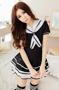 あす楽 セーラー セーラーワンピ 制服 セーラー服 セクシー コスプレ コスチューム AKB JK 女子高生 ランジェリー JKリフレ 衣装 イベント ハロウィン ★ キュート制服コス!セーラーフリルワンピ&ショーツの女子高生制服コスプレ 大きいサイズ ★ フリーダム セール sale