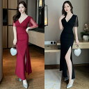 ★S〜3L★2色★ブラック パープル ドレス キャバドレス セクシー キャバ ロングドレス キャバロング ロングキャバ パーティー キャバクラ キャバ嬢 大きい...