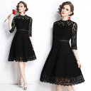 ★S〜3L★パーティー ドレス ミディアム丈 ひざ丈 ひざ丈ドレス ワンピース ワンピ パーティードレス パーティーワンピ 結婚式 二次会 大きいサイズ★クラシ...