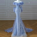 ★XS〜6L★1色★ブルー ロング丈ドレス ゴージャスドレス ステージ パーティー 結婚式 披露宴 演奏会 発表会 司会 イベント 衣装 インスタ 撮影★上品&...