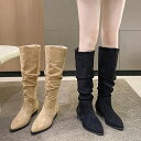 ★22.5cm(35)〜24.5cm(39)★2色★ブラック ベージュ ブーツ ロングブーツ レディース 通勤通学 黒 秋冬くつ 韓国ファッション靴 インスタ ...