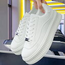 ★22.5cm(35)~25.0cm(40)★1色★ホワイト スニーカー 厚底シューズ 靴美脚 レースアップ 韓国風シューズ OL通勤 通学 インスタ 撮影 アイドル★厚底スニーカー レディース ローカット靴 韓国 レディース 韓国風 22.5 23 23.5 24 24.5cm★フリーダムsale