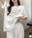 ★2色★ブラック ホワイト トップス カットソー ロゴ入りTシャツ ビッグTシャツ 大人可愛いTシャツ カジュアル OL 通勤 通学 お出かけ デート 旅行 インスタ 撮影 アイドル★ロゴtシャツ 半袖 サマートップス韓国風 夏 ワンサイズ★フリーダムsale