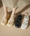 ★22.5cm(35)〜25.0cm(40)★3色★ブラック アイボリー クリーム サンダル 厚底 きやすい OL 通勤 通学 普段履き おつかい お出かけ 韓...